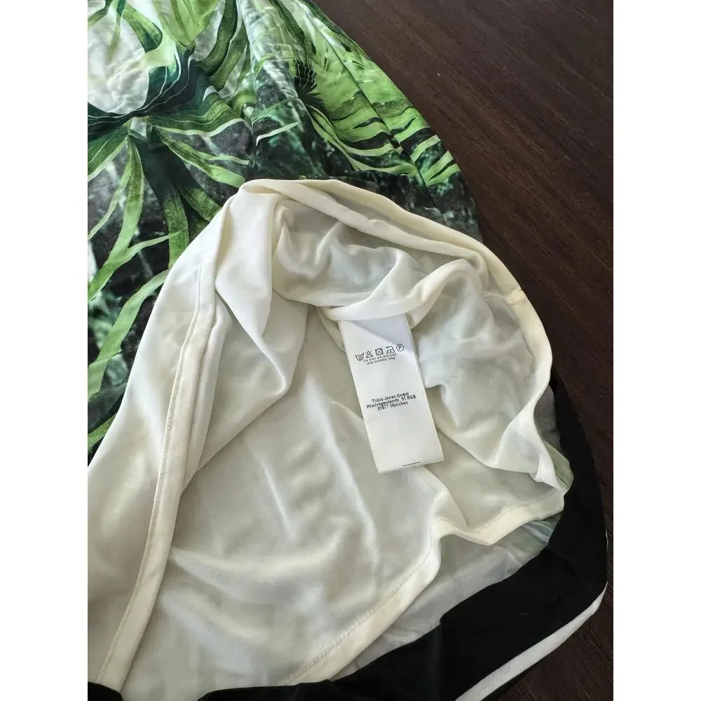 Ana Alcazar Dress Womens M/L 40 Oriental Tropical Palm Print Sheath Green Unique - Picture 9 of 12